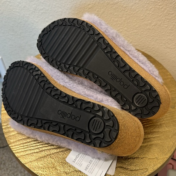 BIRKENSTOCK Papillio Namics Teddy Shearling Purple Fog Mule Wedges, size 7 - Picture 10 of 12